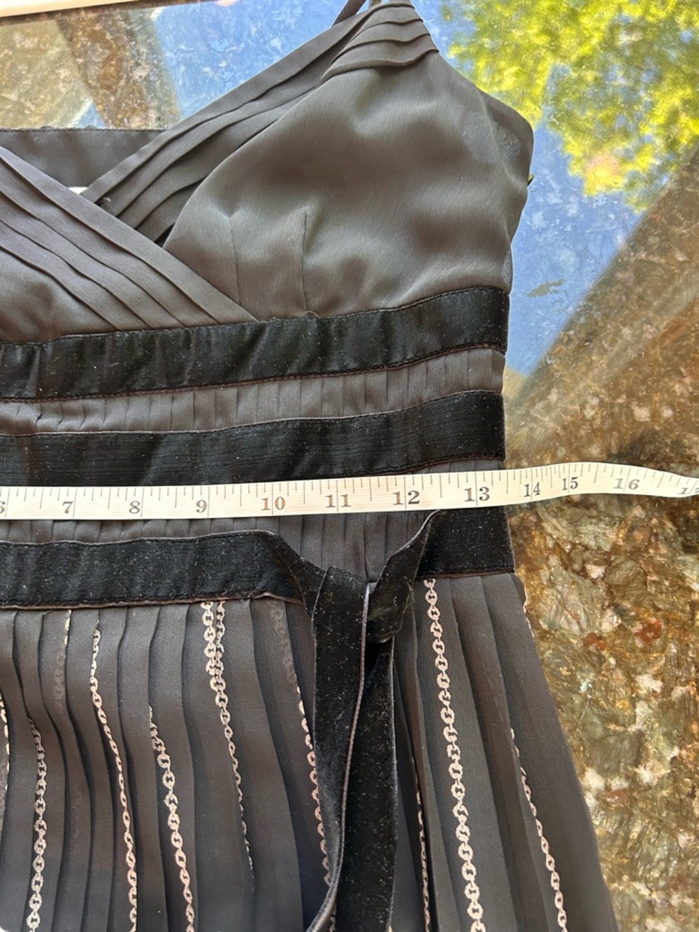 Vintage LOFT Faux Wrap Accordian Pleated Cocktail Dark Romantic Dress. Velvet. - Picture 10 of 10